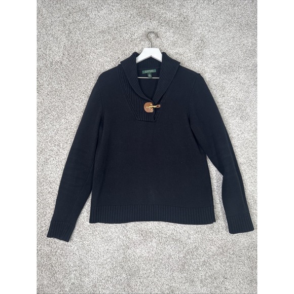 Lauren Ralph Lauren Sweaters - Ralph Lauren Black‎ Cowl Neck Pullover Sweater W/Latch, Women US Sz L